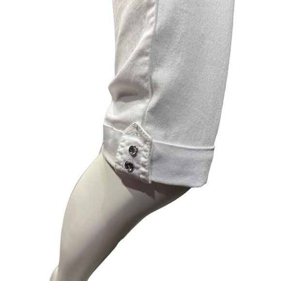 nwt white spandex poly viscose blend capri button fly 5 pocket jeans - Picture 4 of 5